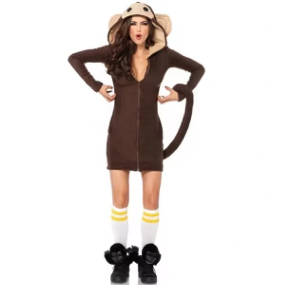 Leg Avenue Cozy Monkey Costume Dress – Hooded w/ Tail – Worn Once - Picture 1 of 5